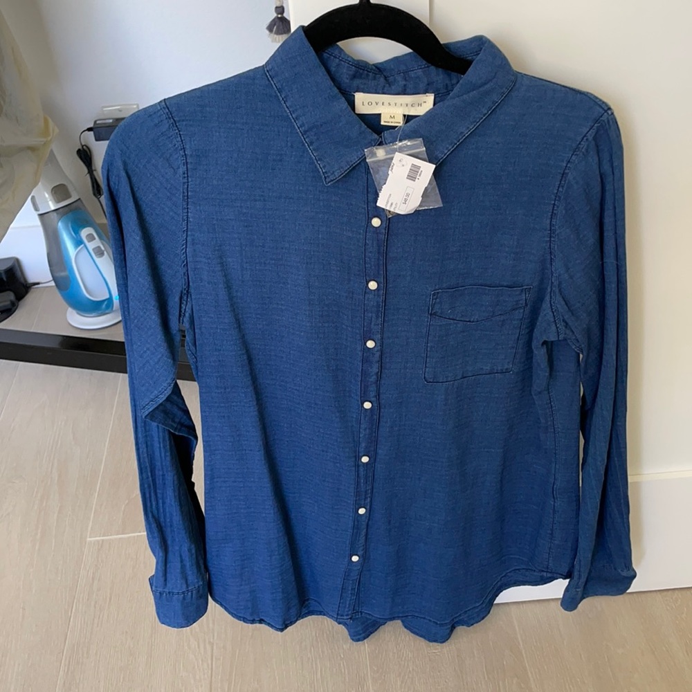 NWT Lovestitch Snap Button Down w/ pocket (M)